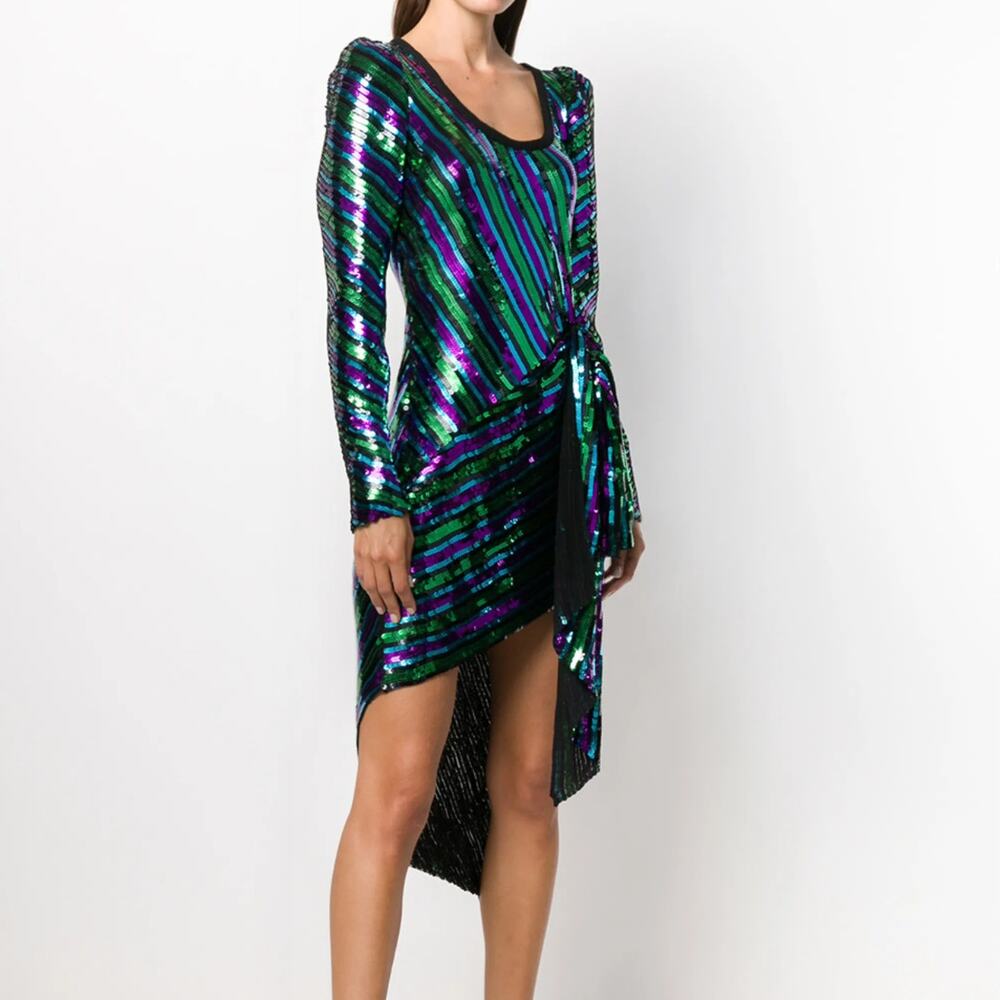 Marc Jacobs The Disco Sequin Dress NEW Multicolor Black Green Purple Dazzling 0